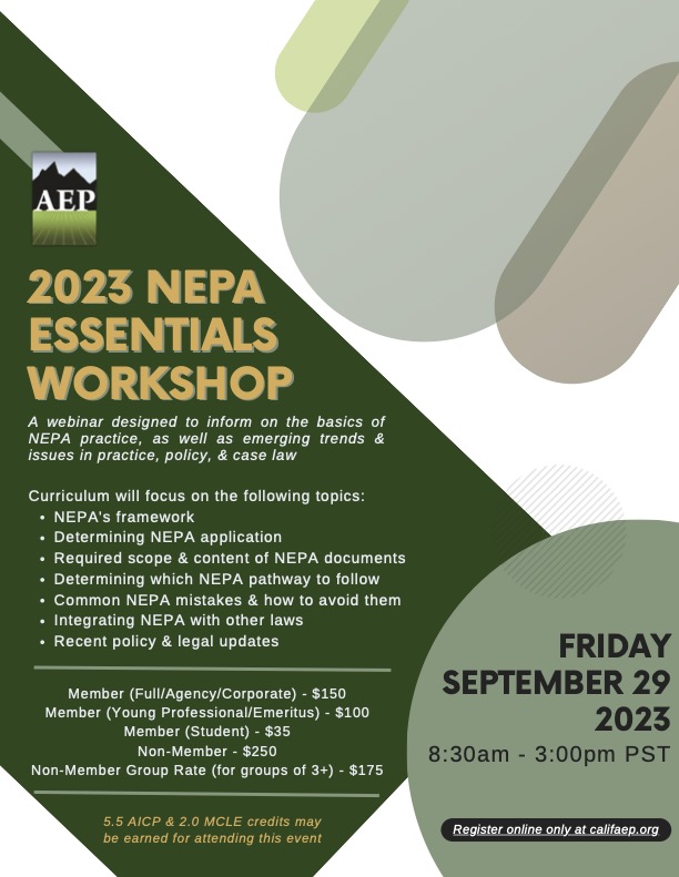 2023 NEPA Essentials Workshop - California Association of Environmental ...